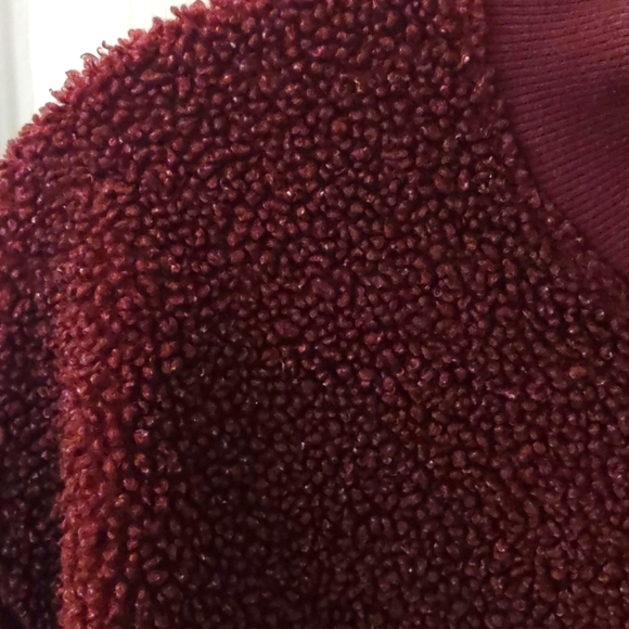 Loft Sherpa Sweatshirt Burgundy Red Size M - Picture 3 of 10